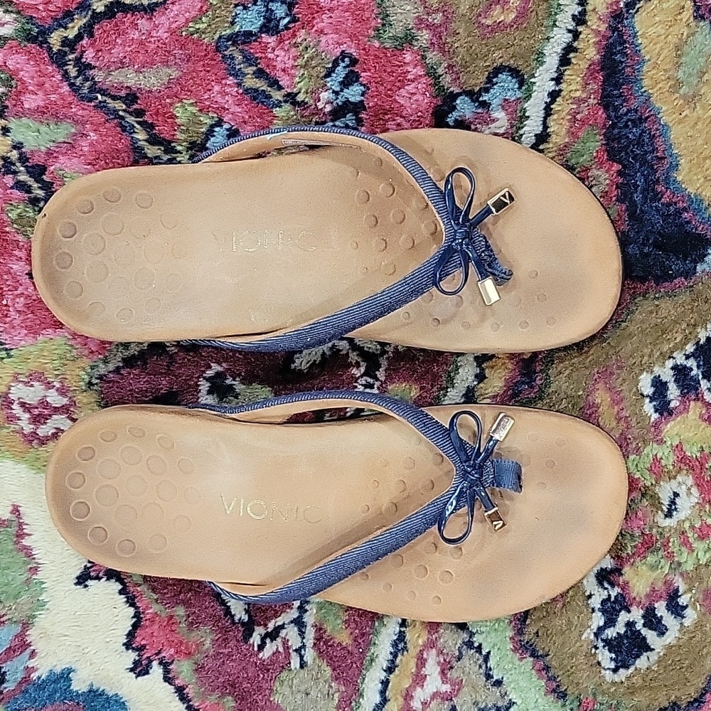 Vionic arch support flip flops sandals Denim blue size 7